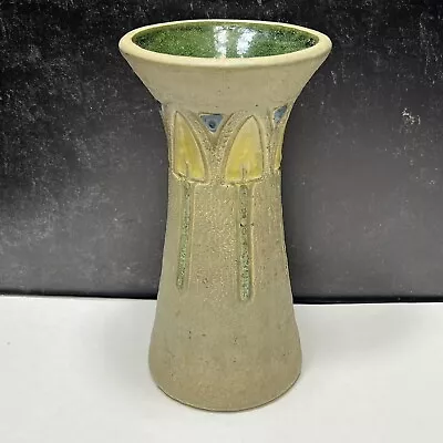 Roseville Mostique Gray 1916 Arts And Crafts Pottery Yellow Flower Vase 164-10  • $116