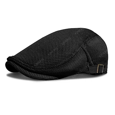 Flatcap Summer Men's Breathable Mesh Ivy Cap Beret Newsboy Hat Gatsby Cabbie II • $9.99