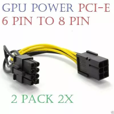 £3.99 • Buy [2 Pack] 10cm PCI Express PCIe 6 Pin To 8 Pin Graphics Card Power Adapter Cable