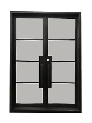 Dallas Model Steel Front Entry Iron Door 62  X 96  Clear Low E Fixed Glass • $3995