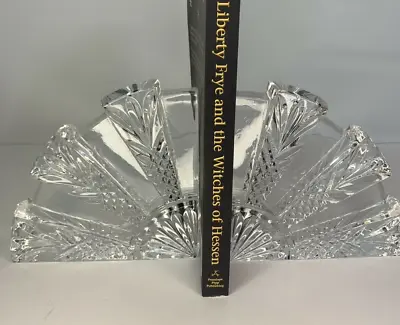 Lead Crystal Fan Snow Flake Bookends Shannon 5.25”H  Made In Slovakia Chipped • $19.99