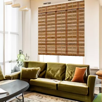 Cordless Bamboo Light Filtering Roman Window Blind Sun Shade W Valence - Caramel • $36.19