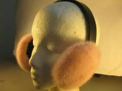 NEW PINK COLOR MINK EARMUFFS With LEATHER Band Finest Skins Great Prices  • $59.99
