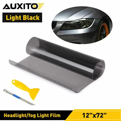12 X72  Glossy Headlight Taillight Fog Light Window Tint Film Light Black Uncut • $9.99