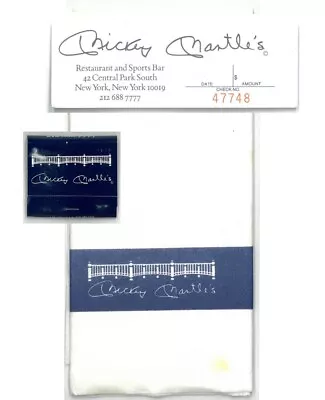 Mickey Mantle's Restaurant & Sports Bar Matchbook/Dinner Napkin/Receipt Stub • $44.95