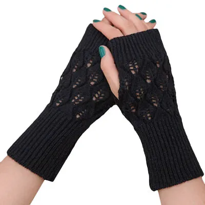 £4.58 • Buy Womens Ladies Fingerless Arm Warm Winter Knitted Gloves Hand Long Warmer Mittens