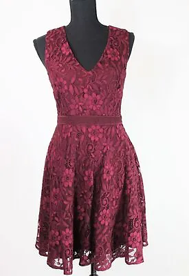 $29.95 • Buy Forever New Burgandy Lace Knee Length Dress - AS NEW - 8 