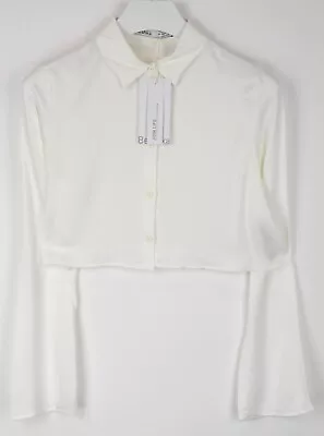 $58.71 • Buy BERSHKA Shirt Women's SMALL Cropped Spread Collar Button Front