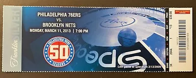 Philadelphia 76ers 3/11/2013 NBA Ticket Stub Vs Brooklyn Nets • $6.95