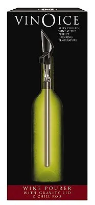 Cork Pops VinOice In Bottle Wine Chiller And Pourer Silver • $27.99