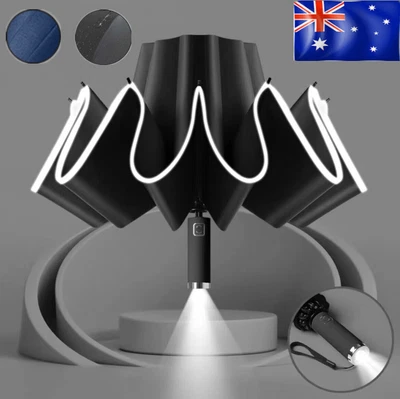 $19.96 • Buy Automatic Rain Umbrella Auto Open/Close Compact Folding Windproof With Light LED