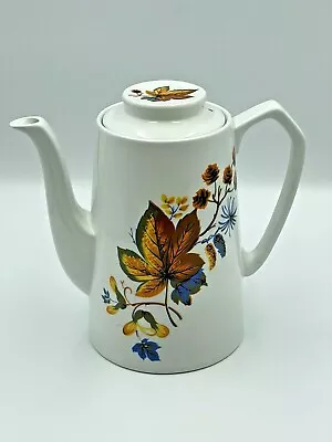 Alfred Meakin Vintage Glo White Ironstone Tea Coffee Pot 19cm Floral Design Rare • £19.95