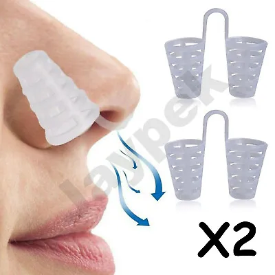 2X Anti Snoring Nose Clip Nasal Dilator Stop Snore Easy Breathe Soft Plastic Aid • £2.80