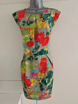 £14.99 • Buy Great Plains Short Cap Sleeved Lined Dress In Bright Floral Print Size S  10/12