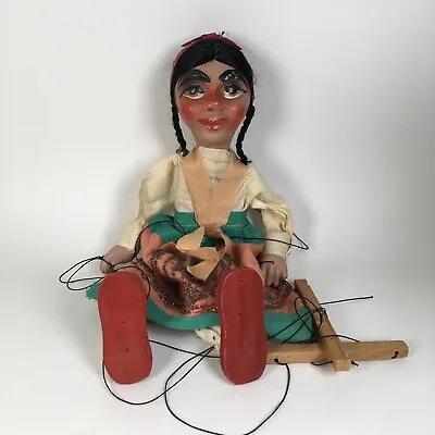 Vintage Mexican Marionette Puppet Folk Art Woman 15  • $13.95