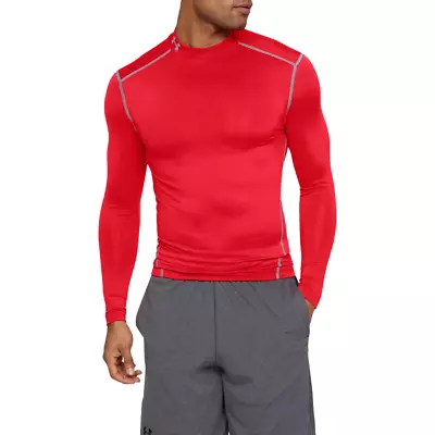 Under Armour Mens ColdGear Armour Compression Baselayer Long Sleeve - Red • £19.99