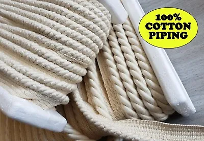 Natural 10mm 6mm Cotton Flanged Piping Cord Upholstery Piping Upholstery Rope • £1.40