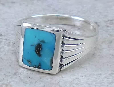 HANDSOME MEN'S .925 STERLING SILVER TURQUOISE RING Size 12 Style# R2352 • $18