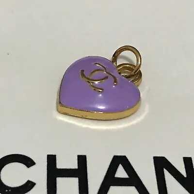 Purple/ Lilac & Gold CHANEL Heart CC Logo & Signed / Stamped Button /zip / Charm • £45