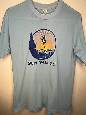 Vintage Men’s Small Sun Valley Ski Resort 70’s Souvenir Belton T Shirt Stains • $30