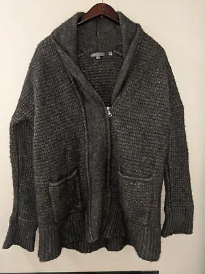 VINCE Cardigan Sweater Large Brown Black Shawl Collar Wool YAK Men's • $79