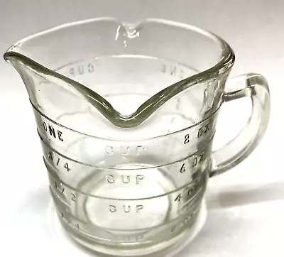 Vintage Hazel Atlas Clear Glass 3 Spout 1 Cup Measuring Cup Very Good Condition • $16.90