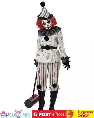 Vintage Creepy Clown Halloween Freakshow Trick Or Treat Womens Costume • $71.10