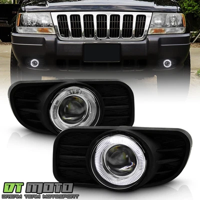 $62.99 • Buy 1999-2003 Jeep Grand Cherokee Halo Projector Fog Lights Lamps W/ Switch+Bulbs