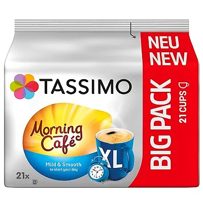 TASSIMO MORNING Cafe Mild & Smooth -Coffee Pods -XL 21 Pods-FREE SHIPPING • $20.99