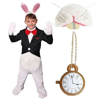 Kids Mr White Rabbit Costume Childs Fancy Dress Outfit Boys Girl Easter Bunny • £16.99