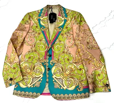 Versace Mens Suit Jacket Heritage Print Silk Saddle 2021 Collection Size 50 LRG • $1285
