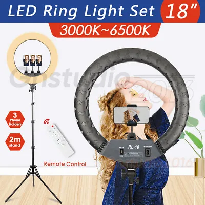 $67.50 • Buy 18  6500K Dimmable LED Ring Light 2M Tripod Stand Makeup Selfie Live Lamp Kit