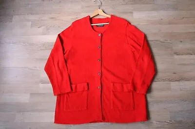 Marimekko Vintage 1980s Made In Finland Red Cotton Herringbone Jacket M • $59.90