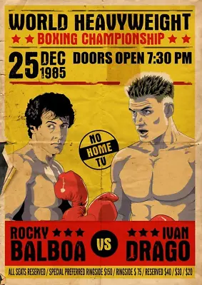 Rocky IV Rocky Balboa VS Ivan Drago Fight Poster/Print Stallone Lundgren 🥊 • $3.39