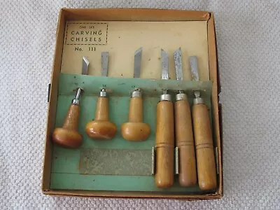 Vintage GYROS Tools 6 Piece Wood Chisel Carving Gouge Set No. 111 Very Nice Good • $26.95