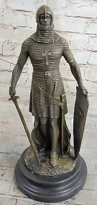 Signed Lange Bold Knight Warrior With Sword Bronze Statue Sculpture Figure Sale • $229.50