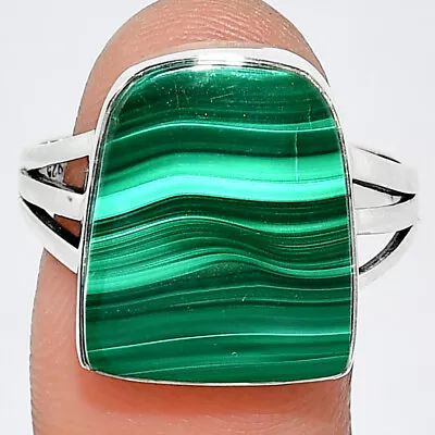 Natural Malachite Eye - Congo 925 Sterling Silver Ring S.10 Jewelry R-1003 • $11.99