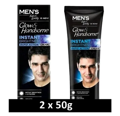 2 X 50g MEN'S FAIR &LOVELY GLOW & HANDSOM INSTANT BRIGHTNESS FACE CREAM • £11.99