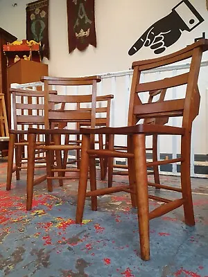 Set Of Six Early 20th Century Chapel Dining Chairs In Elm. Antique/Vintage • £580