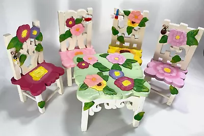 Floral Doll Table & 4 Chairs ~ 8  Tall~ Bee Butterfly By Delton Collectibles • $44