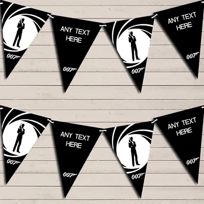 James Bond White Black Birthday Bunting Garland Party Banner • £8.49