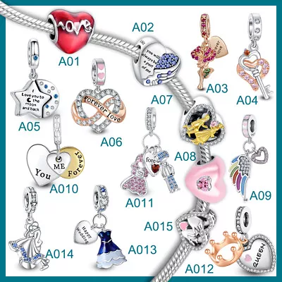 Authentic Love Heart Infinity Dangle S925 Women Bracelet Necklace Pendant Charm • $17.98