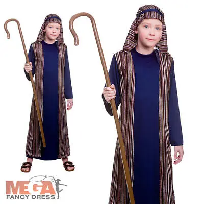 Kids Shepherd Boys Fancy Dress Christmas Nativity Play Childrens Costume Outfit • £10.99