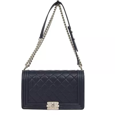 Boy Chanel Blue Lambskin Double Chain Shoulder Bag KK00607 • £1648.79