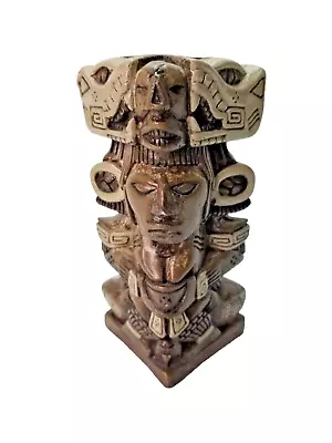 Vintage 5  Stone Sculpture Totem  Aztec Mayan Snake Sword Sacrifice Skull • $43.89