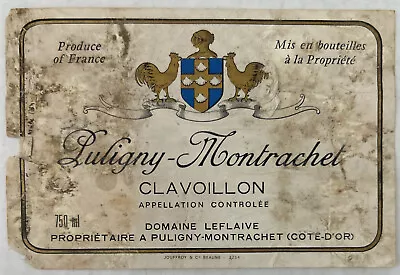 Puligny-Montrachet Clavoillon French Vintage Wine Bottle Label Ephemera • $7.95