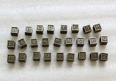 52PCS Antiqued Bronze Alphabet Letter Cube Beads W/big Hole #23485 • £5.30