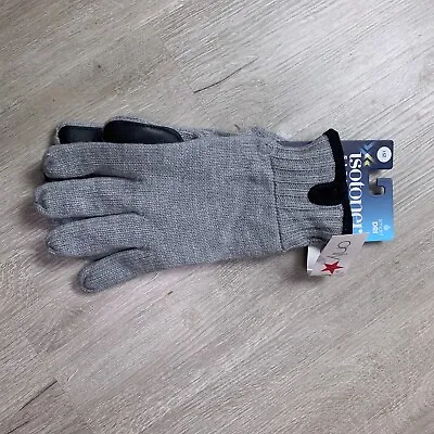 Isotoner Gloves Men Grey One Size Smart Touch Smartdri Fleece Lined Repellent • $9.34