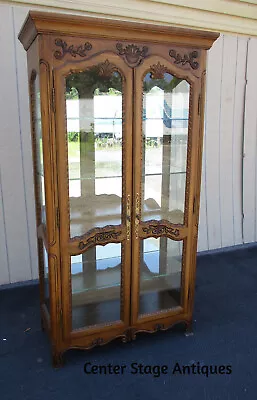 63648   QUALITY   Large Oak Carved China Cabinet Curio • $795