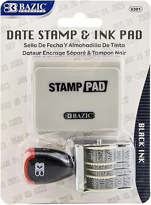 BAZIC Date Stamp And Ink Pad (Black Ink) Stamp Impression Size 1  X 0.15  1-Pack • £7.59